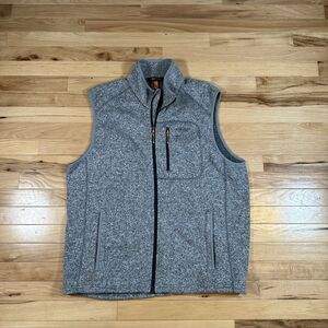 Orvis Sleeveless Sweater Full Zip Up Vest Gray Mens Size XL